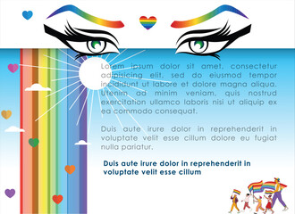 Celebrate True Love in Pride Month Moment with this vibrant vector template background, featuring a colorful LGBT rainbow design and joyful figures. Perfect for Pride Month campaigns for vector.