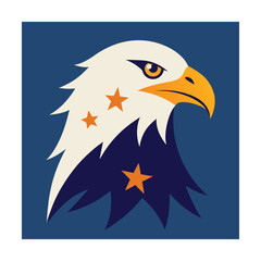 Majestic bald eagle head with stars design