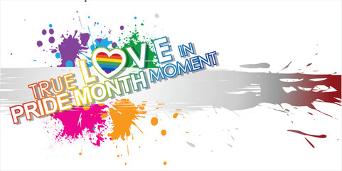 Celebrate True Love in Pride Month Moment with this vibrant vector template background, featuring a colorful LGBT rainbow design and joyful figures. Perfect for Pride Month campaigns for vector.