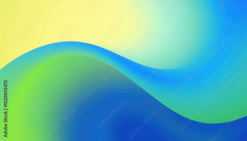 Poster  abstract blue green wave gradient with smooth color transition and fluid motion for web design, digital branding, wallpaper, or modern print media background