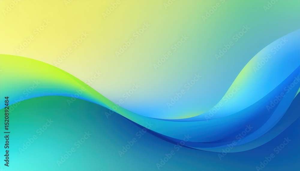 Poster  abstract blue green wave gradient with smooth color transition and fluid motion for web design, digital branding, wallpaper, or modern print media background