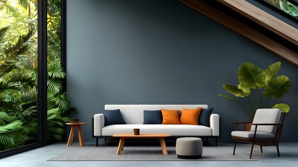 A cozy and contemporary living room with natural elements  long title A well designed living space
