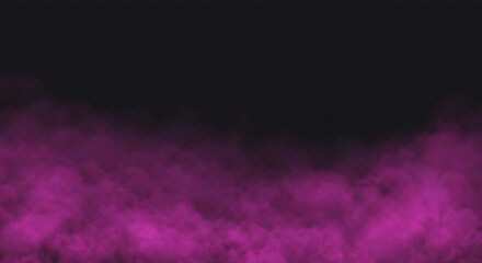 Pink Fog effect on transparent dark background. Vector Smoke cloud.