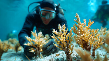 Scuba Diving in Coral Reef: Marine Life & Ocean Conservation - Underwater Photography Adventures in Blue Water Ecosystem