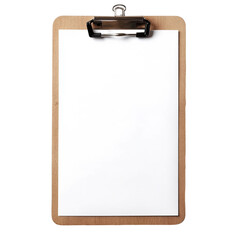 clipboard with blank paper isolated on white background as transparent Background