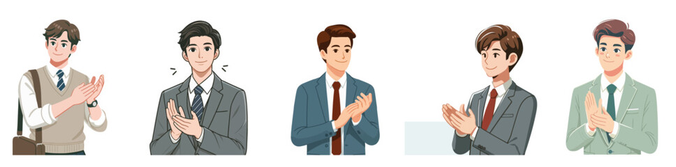Half-body vector of a young businessman giving applause as a sign of appreciation