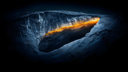 Naklejka premium Abstract Dark Landscape With Glowing Hole