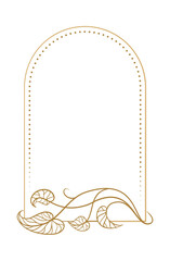 Arched botanical frame with ivy leaves and glass bottle vintage style