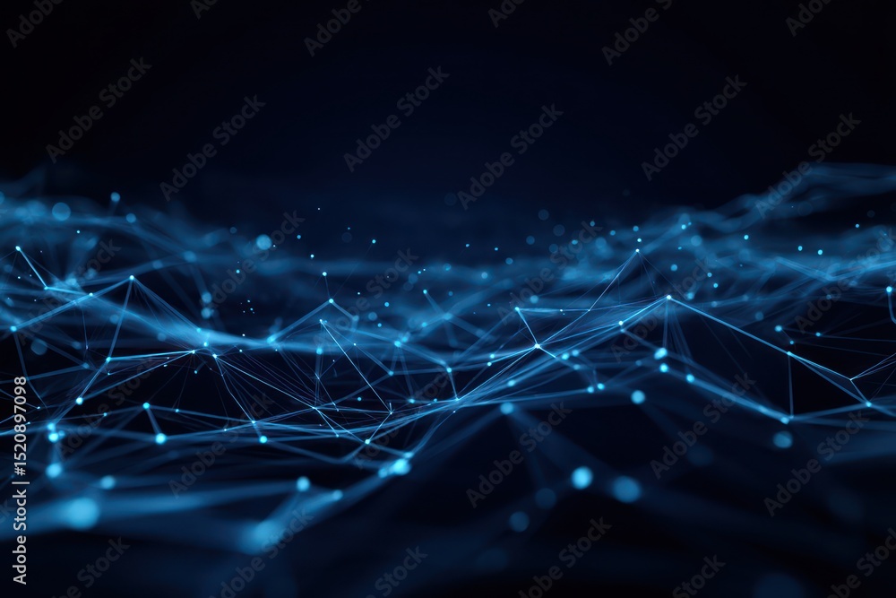 Aufkleber abstract digital lines connecting in a high-tech pattern, set against a deep blue background.