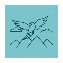 Majestic bird soaring over mountain peaks