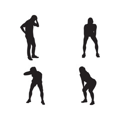 Tired Athlete Silhouette Set Exhausted Sportsman Poses Representing Fatigue, Rest, and Recovery in Active Lifestyle Icons