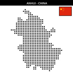 Obraz premium Big square dotted map of Anhui in China