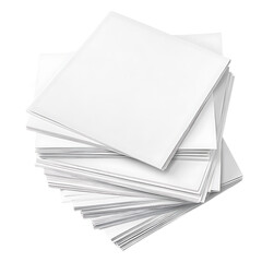 Stack of blank white paper sheets isolated on transparent background