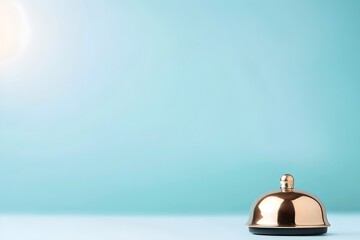 Hotel reception bell welcoming guests hospitality industry calm environment close-up perspective customer service concept