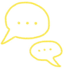 シンプルな吹き出しのかわいいチャット アイコンイラスト　素材　黄色　手描き　クレヨン風