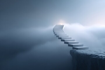 Conceptual staircase structure leading into an abstract empty space