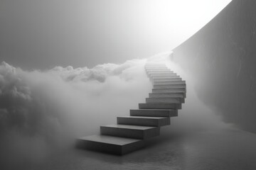 Conceptual staircase structure leading into an abstract empty space
