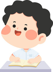 Little Boy Studying Cartoon Style student
