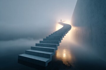Conceptual staircase structure leading into an abstract empty space
