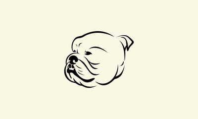 Bulldog Head Line Art.
