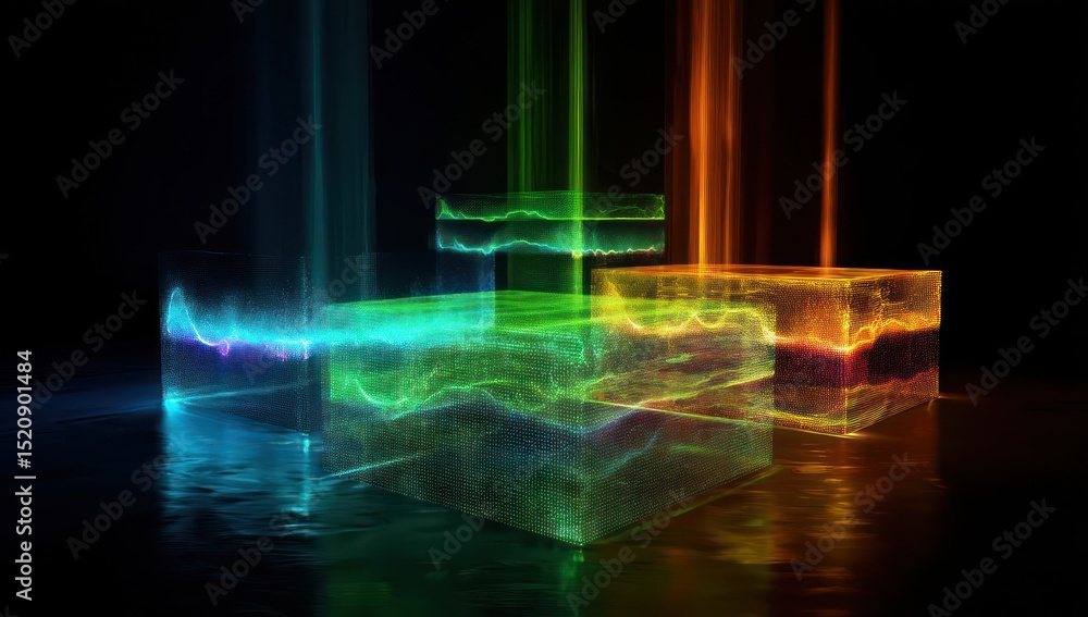 Poster health data represented in intricate, glowing holographic layers for clear and dynamic analysis.