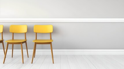 Modern yellow chairs in minimalist room interior design contemporary bright environment stylish viewpoint