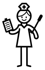 Fototapeta premium vector of a friendly nurse in scrubs holding a syringe and patient notes, isolated on white 