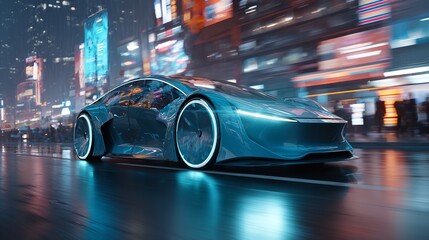 A car from a science fiction movie, featuring futuristic designs and advanced technology, as seen in a cinematic sci-fi world.