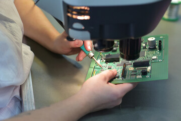 semiconductor plate in the production of microelectronics of a factory