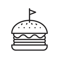 Delicious triple decker burger line art icon
