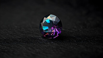 Closeup of a Multicolored Faceted Gemstone on Dark Background