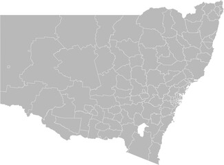 New South Wales, Australia – administrative vector map with local government area boundaries (GDA2020, PPT-compatible & fully editable)