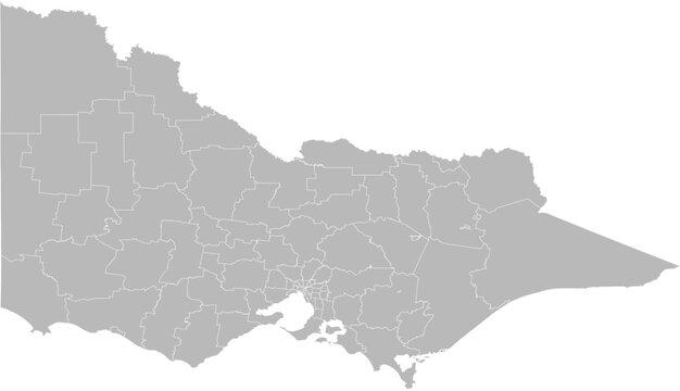 Victoria, Australia &ndash; administrative vector map with local government area boundaries (GDA2020, PPT-compatible & fully editable)