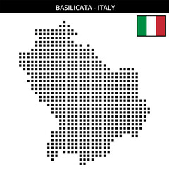 Big square dotted map of basilicata in Italy