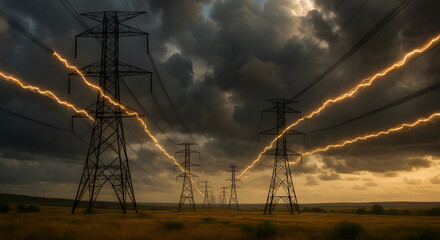 the vast network of high-voltage transmission lines that transport electricity over long distances