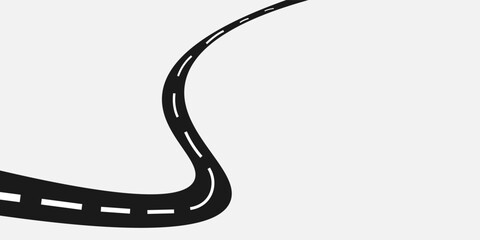 Curved road with white markings. Vector illustration,eps10