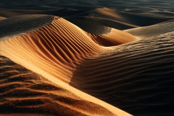 Abstract aerial view of sand dune patterns in a desert landscape