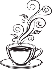 Hot espresso and tea cups with steam, perfect cafe beverage icons