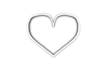 Isolated white paper heart shape on transparent background. Valentine's Day. Red heart with shadow. Love. Illustration
