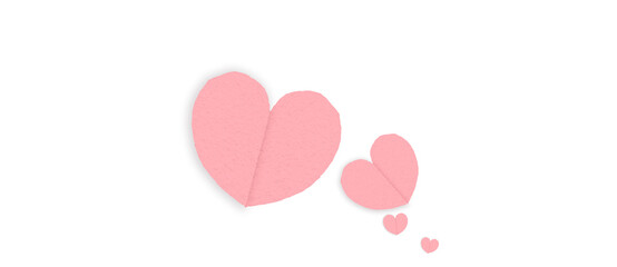Pink paper heart shape isolated on transparent background. Valentine's Day. Red heart with shadow. Love. Illustration.