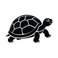 Fototapeta premium Turtle Crawling Vector Silhouette