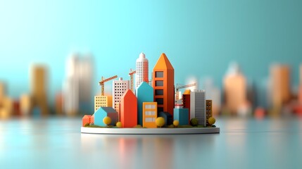 A colorful abstract miniature cityscape with futuristic architecture  long title A