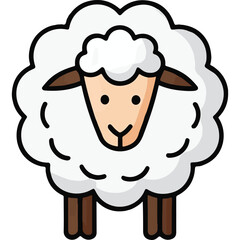 Cute Colorful Sheep Vector Icon Isolated on White. Adorable Lamb Symbol for Eid al-Adha, Sacrifice, and Islamic Celebrations. Perfect for Kids' Content, Web Graphics, and Religious Themes.