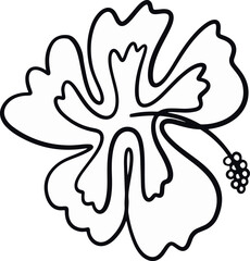 Simple Line Art Hibiscus Flower Vector 