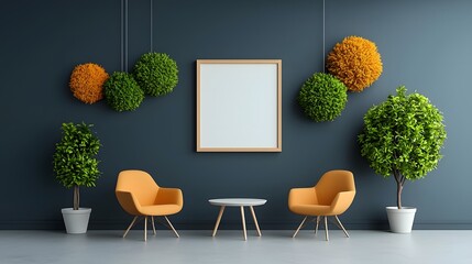 A contemporary minimalist office workspace with natural elements  long title A modern open concept