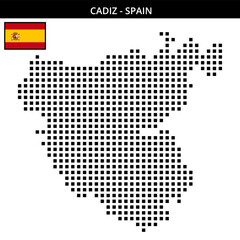 Big square dotted map of cadiz in Spain