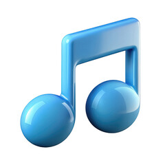 Blue music note icon isolated on transparent background
