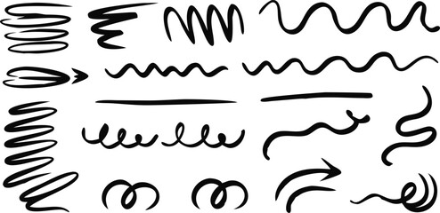Squiggle Brush Scribble Underline Set  Vector Marker Strokes & Emphasis Highlights
