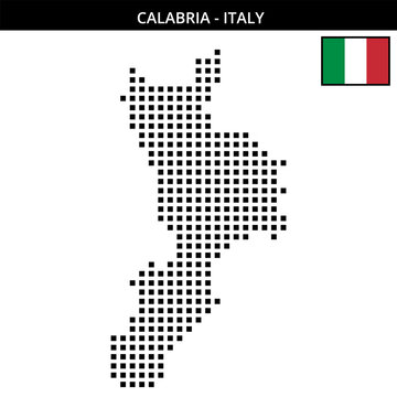 Big square dotted map of calabria in Italy