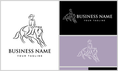 Cowboy Horseback Riding Logo Design.